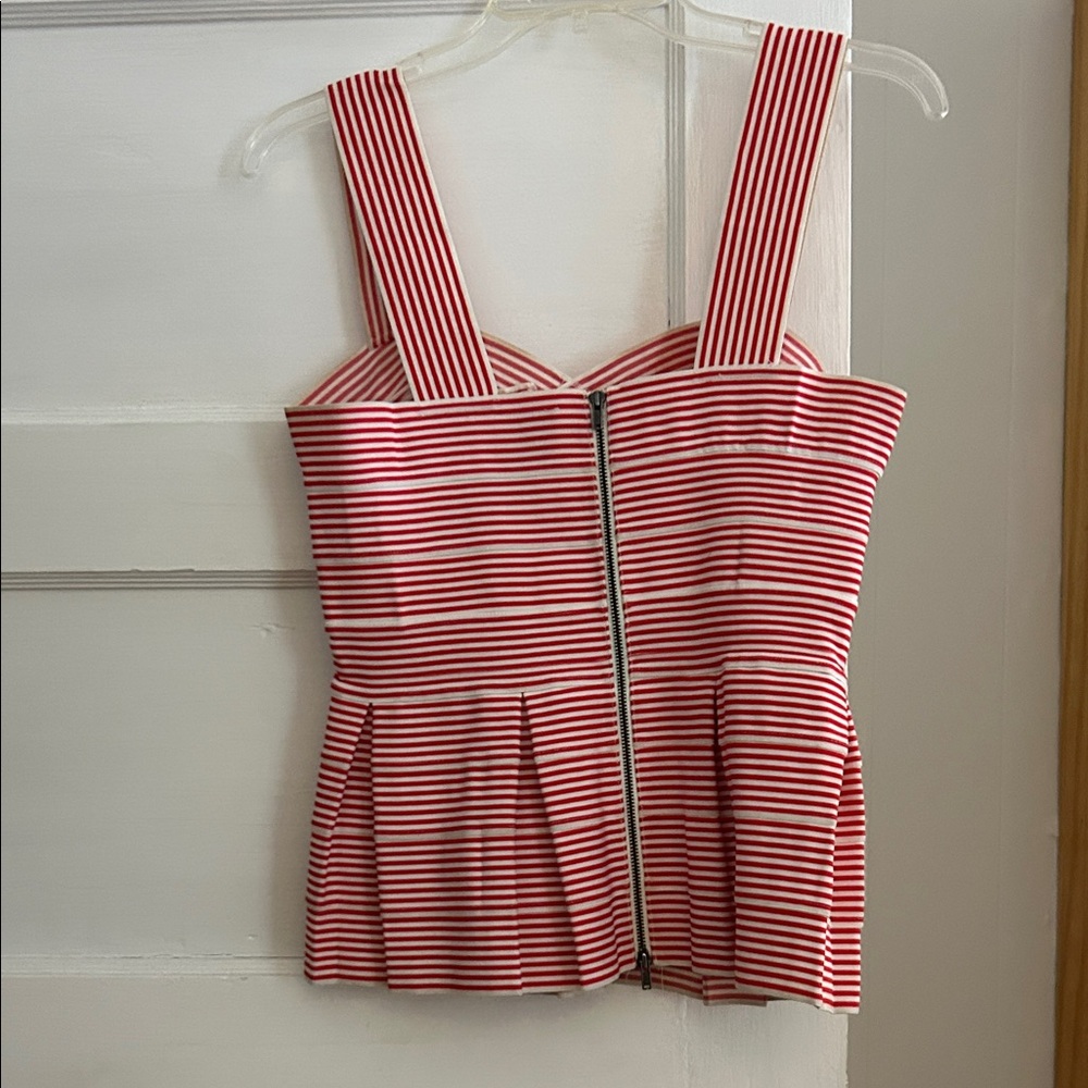 Anthropologie Striped Red and White Crop Top - Picture 2 of 3